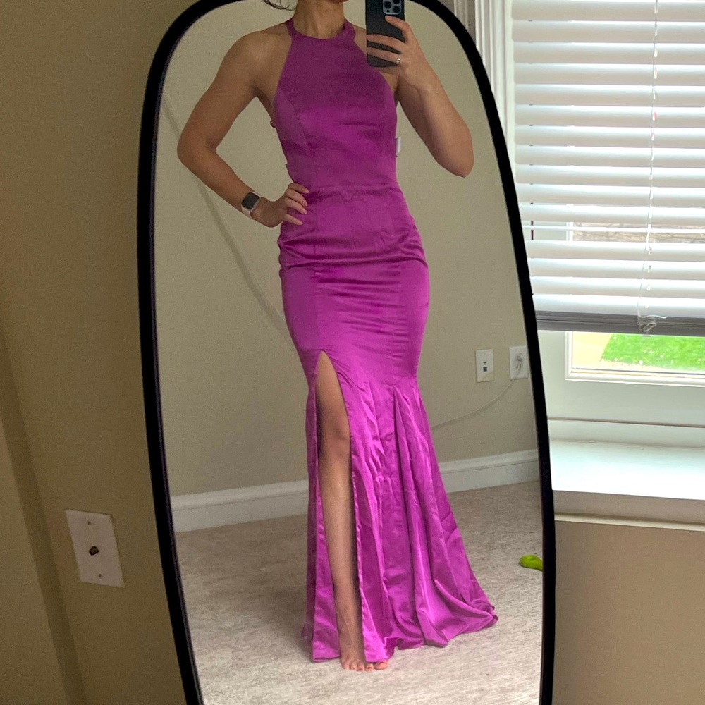 SOLD Fame and Partners High neck cross back maxi dress in Pink, Size 0